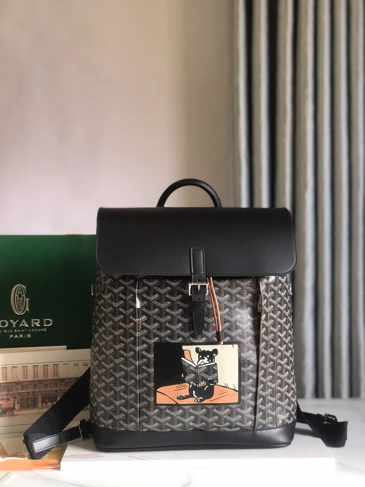 Goyard Alpin MM Backpack Black Goyardine Canvas