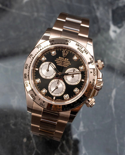 Rolex Daytona Everose Gold Black dial Diamonds New model 4131