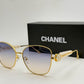 Chanel Square Metal Sunglasses Gold Frame with marble temples