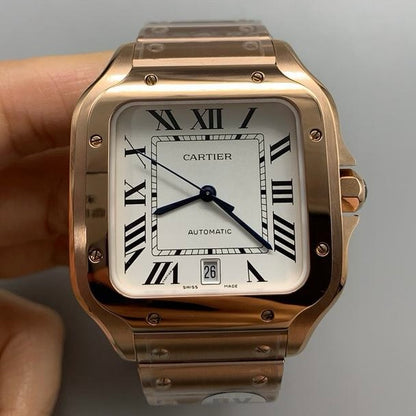Santos de Cartier Rose gold white dial Large size