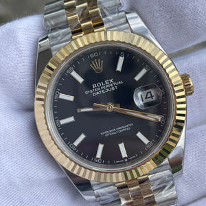 Rolex Datejust 2 tone yellow gold black dial Jubilee bracelet 41mm
