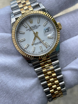 Rolex Datejust 2 tone yellow gold white dial Jubilee bracelet 36mm
