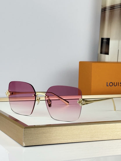 Louis Vuitton Rimless Square Gradient Sunglasses Gold Metal Frame