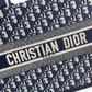 Christian Dior Book Tote Blue Oblique Embroidered Canvas Shoulder Bag
