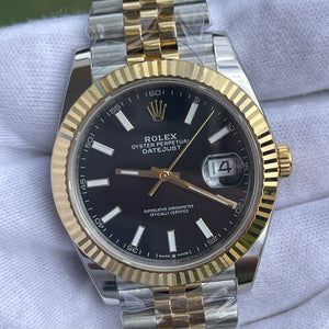 Rolex Datejust 2 tone yellow gold black dial Jubilee bracelet 41mm