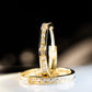 14k Real Solid Yellow and white Gold with cubic diamond, Hoop Earrings