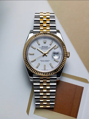 Rolex Datejust 2 tone yellow gold white dial Jubilee bracelet 36mm