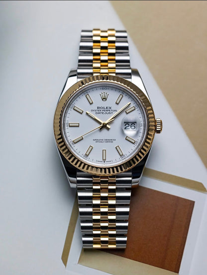 Rolex Datejust 2 tone yellow gold white dial Jubilee bracelet 36mm
