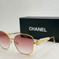 Chanel Square Metal Sunglasses Gold Frame with marble temples