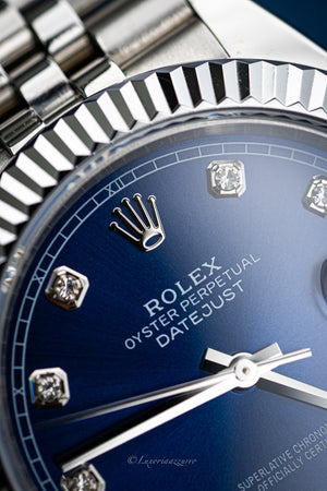 Rolex Datejust blue dial diamond hour marks 41mm