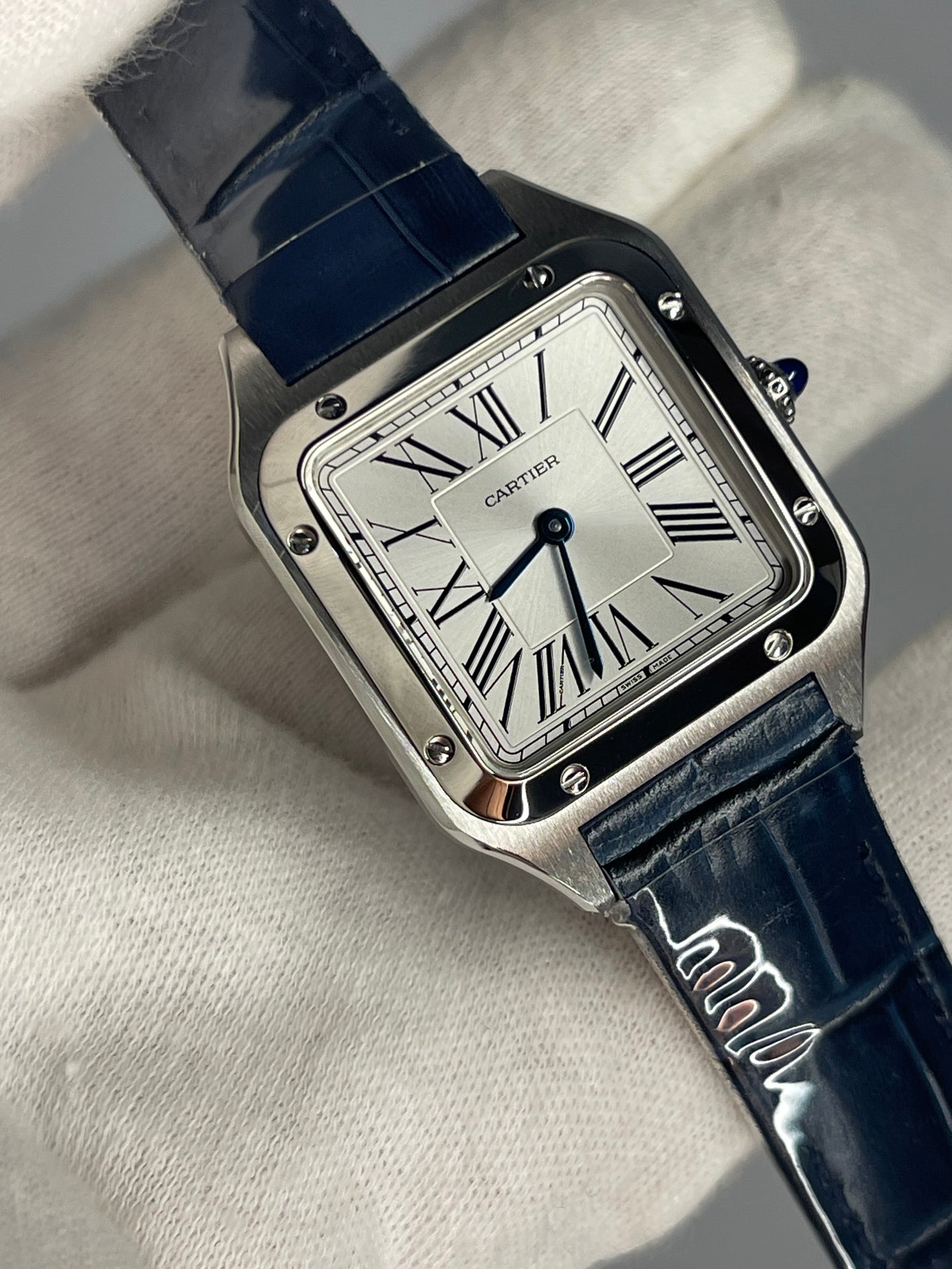 Cartier Santos Dumont Blue leather Small Size