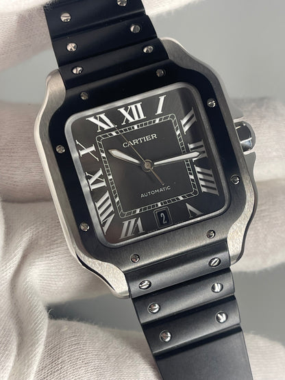 Santos de Cartier Black with Rubber Strap Large size