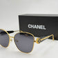 Chanel Square Metal Sunglasses Gold Frame with marble temples