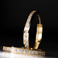 14k Real Solid Yellow and white Gold with cubic diamond, Hoop Earrings