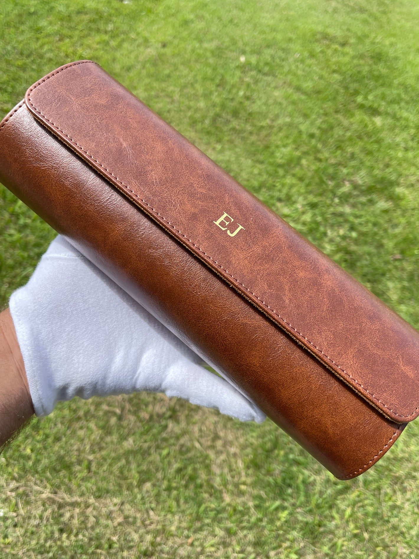 Estuche de viaje de cuero hecho a mano para relojes, estuche de exhibición de relojes con nombre personalizado