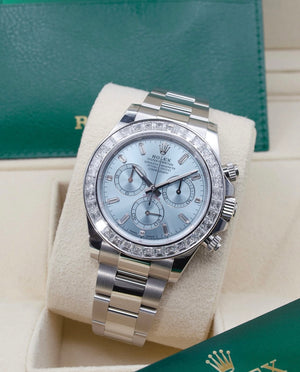 Rolex Daytona Platinum Ice Blue Diamond Dial Diamond Bezel New model 4131