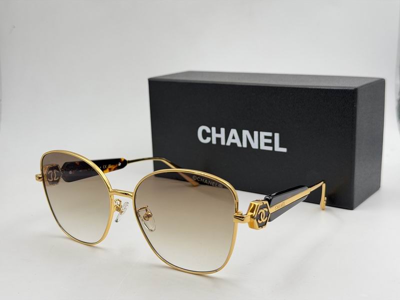 Chanel Square Metal Sunglasses Gold Frame with marble temples