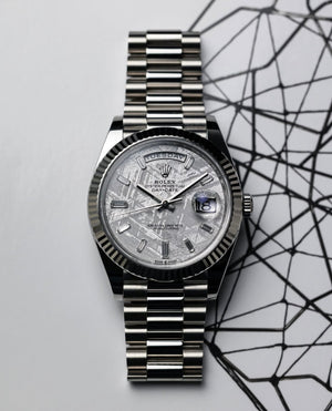 Rolex Day-Date White Gold “Meteorite”  Baguette Diamond Dial 40mm