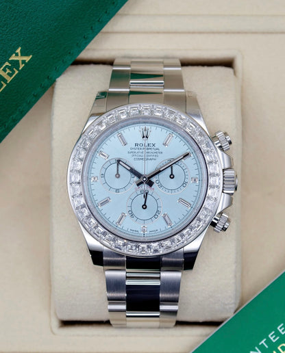 Rolex Daytona Platinum Ice Blue Diamond Dial Diamond Bezel New model 4131