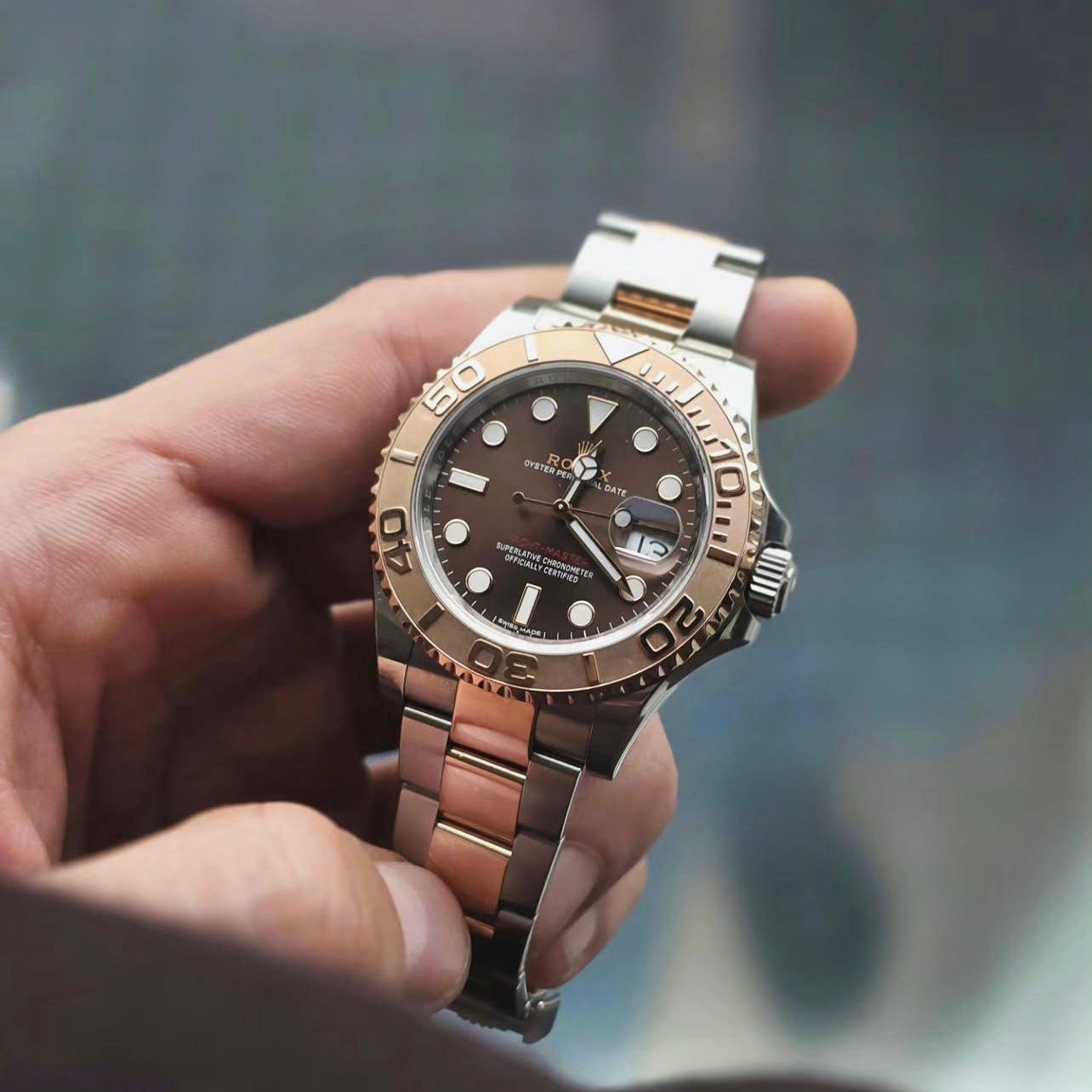 Rolex Yacht-Master 2 tone Rose Gold Chocolate Dial 40mm