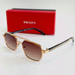 Prada Rectangle Metal Sunglasses – Silver & Gold
