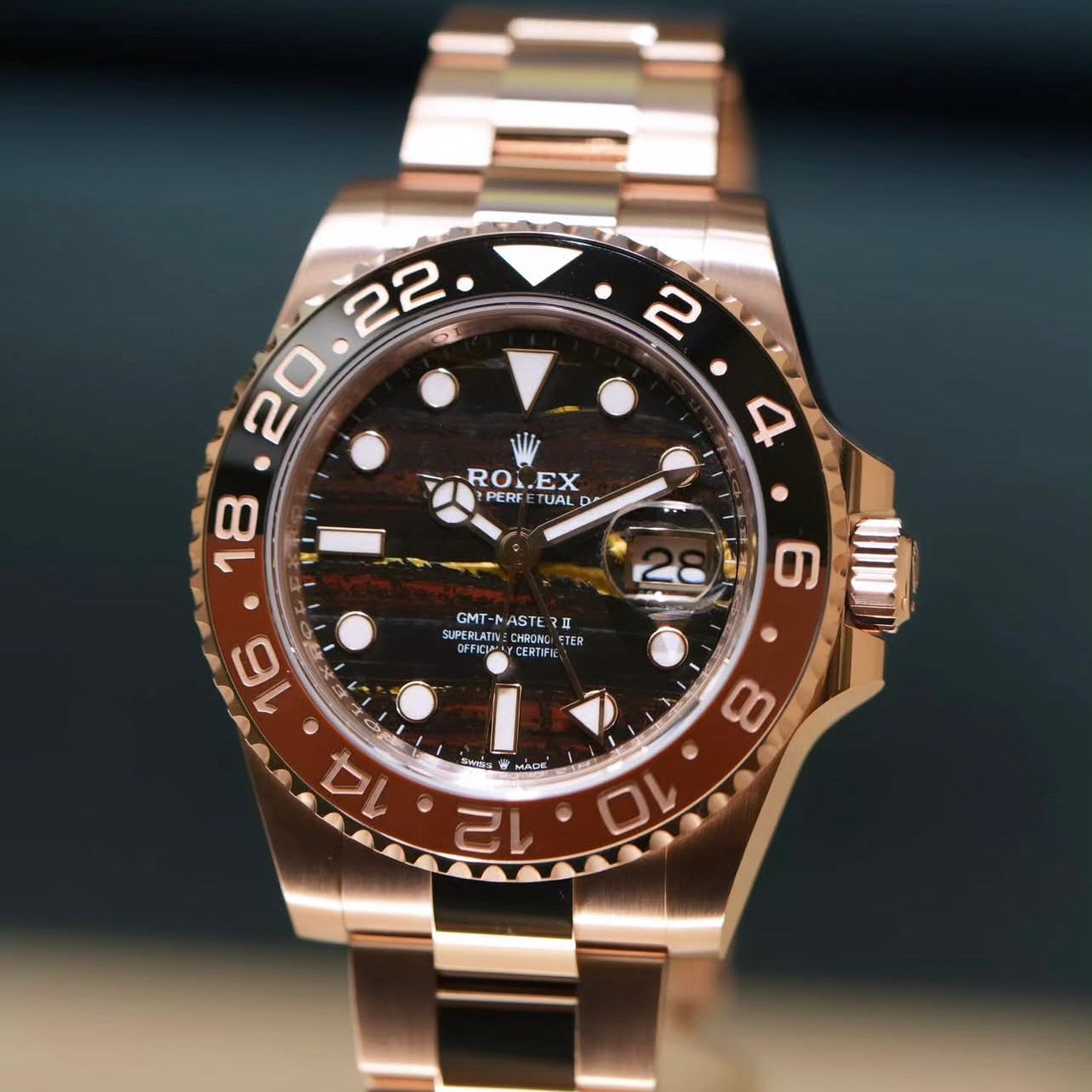 Rolex GMT Master-II Rootbeer “Tiger Iron” dial 40mm