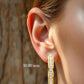 14k Real Solid Yellow and white Gold with cubic diamond, Hoop Earrings