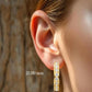 14k Real Solid Yellow and white Gold with cubic diamond, Hoop Earrings