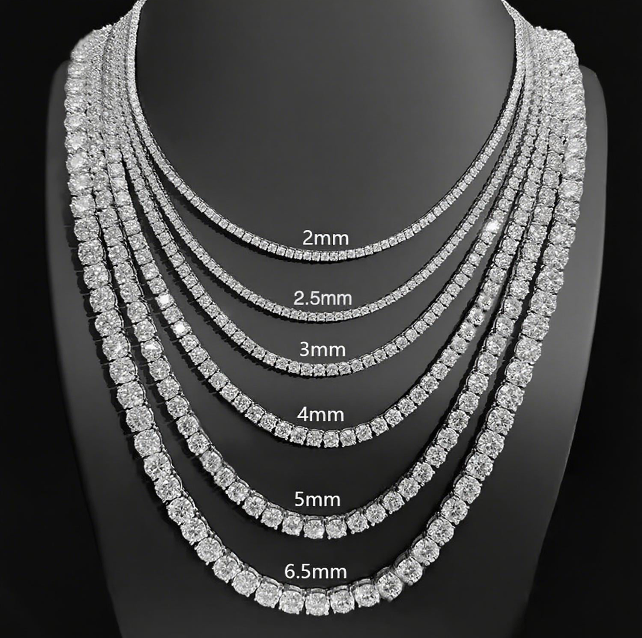 Tennis chain 925 Sterling Silver and 14k Gold Plated Moissanite