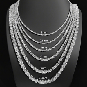 Tennis chain 925 Sterling Silver and 14k Gold Plated Moissanite
