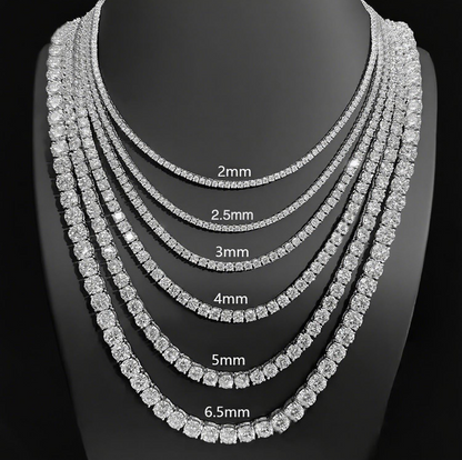 Tennis chain 925 Sterling Silver and 14k Gold Plated Moissanite