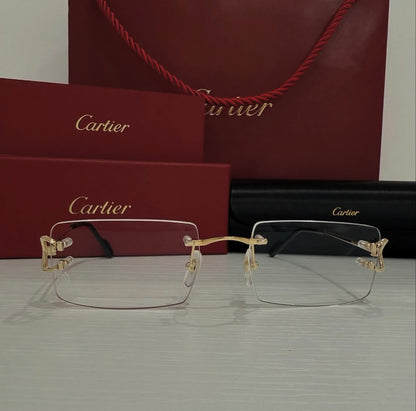 Cartier Gold & Transparent Rimless Eyeglasses