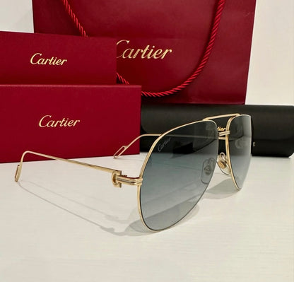Cartier Santos Aviator Sunglasses – Gold Frame & Gradient Grey Lenses