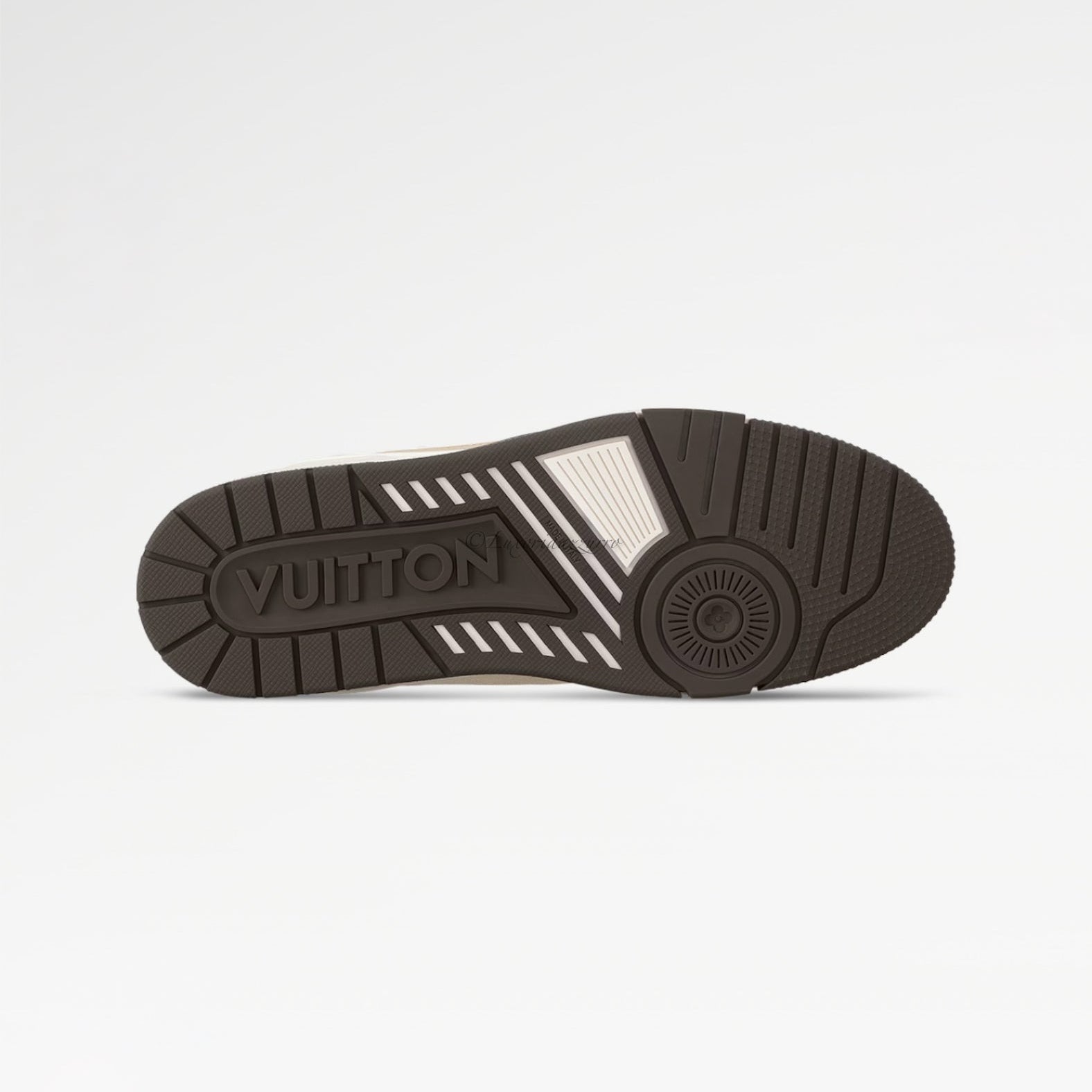 Close-up of a Louis Vuitton sneaker sole on a white background